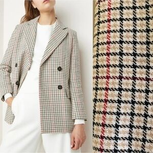 Maje Voldi checked double-breasted blazer